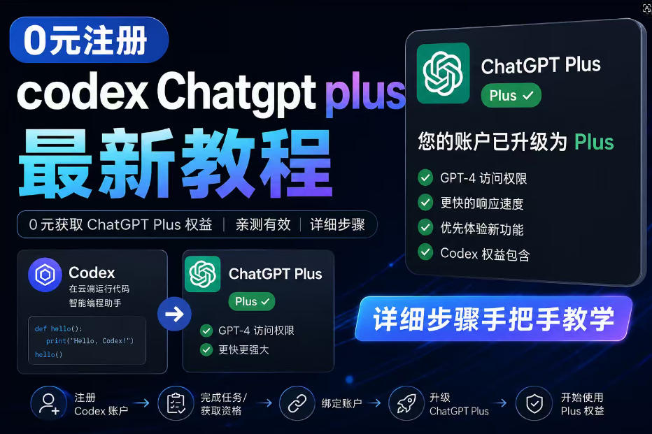 0元全自动注册codex gpt plus最新教程，0元获取GPT Plus权益，手把手详细教学-热点1站 - 热点知汇专注网赚项目资源知识聚汇