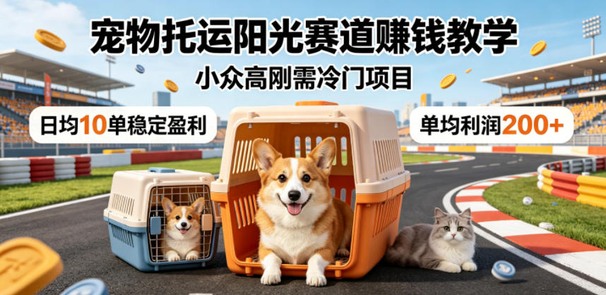 宠物托运阳光赛道賺钱教学，小众高刚需冷门项目，日均10单稳定盈利，单均利润200+-热点1站 - 热点知汇专注网赚项目资源知识聚汇
