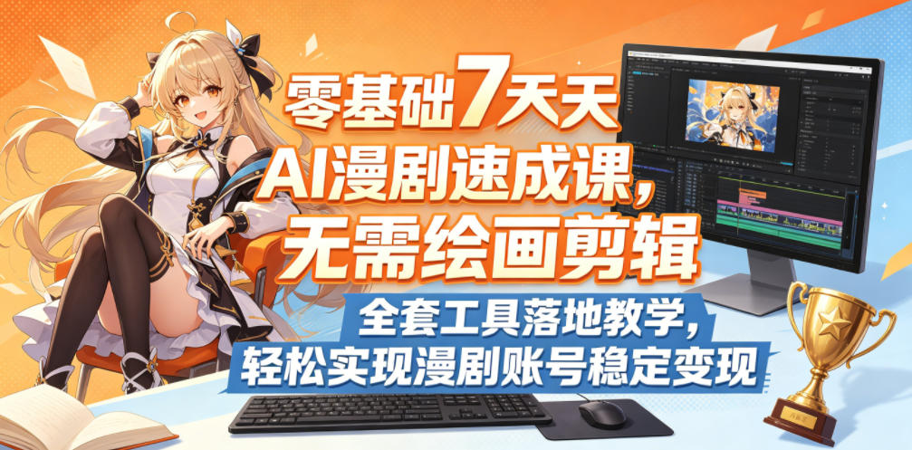 零基础7天AI漫剧速成课,无需绘画剪辑,全套工具落地教学,轻松实现漫剧账号稳定变现-热点1站 - 热点知汇专注网赚项目资源知识聚汇