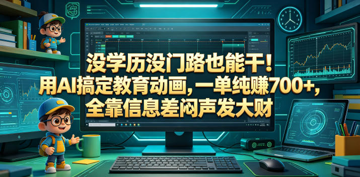 没学历没门路也能干！用AI搞定教育动画，一单纯賺700+，全靠信息差闷声发大财【揭秘】-热点1站 - 热点知汇专注网赚项目资源知识聚汇