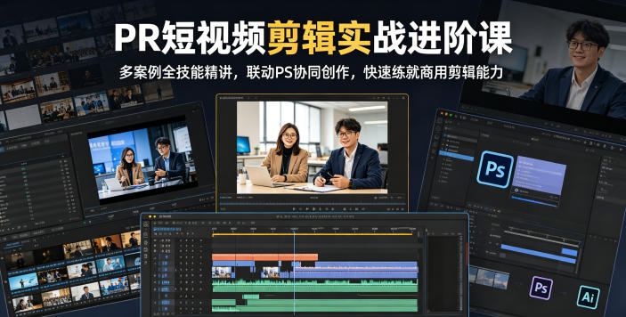 PR短视频剪辑实战进阶课，多案例全技能精讲，联动PS协同创作，快速练就商用剪辑能力-热点1站 - 热点知汇专注网赚项目资源知识聚汇
