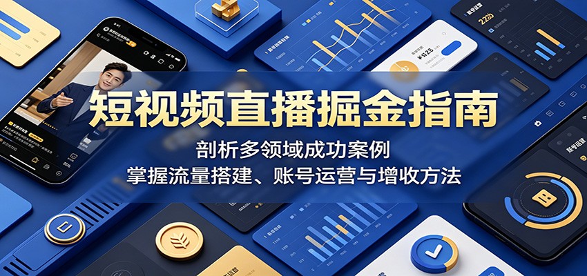 短视频直播掘金指南：剖析多领域成功案例，掌握流量搭建、账号运营与增收方法-热点1站 - 热点知汇专注网赚项目资源知识聚汇