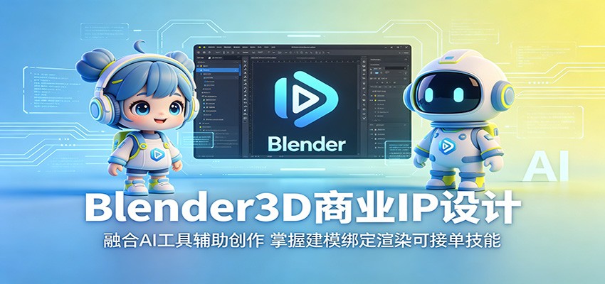 Blender3D商业IP设计：融合AI工具辅助创作，掌握建模绑定渲染可接单技能-热点1站 - 热点知汇专注网赚项目资源知识聚汇