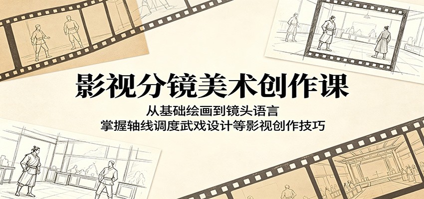 影视分镜美术创作课：从基础绘画到镜头语言，掌握轴线调度武戏设计等影视创作技巧-热点1站 - 热点知汇专注网赚项目资源知识聚汇