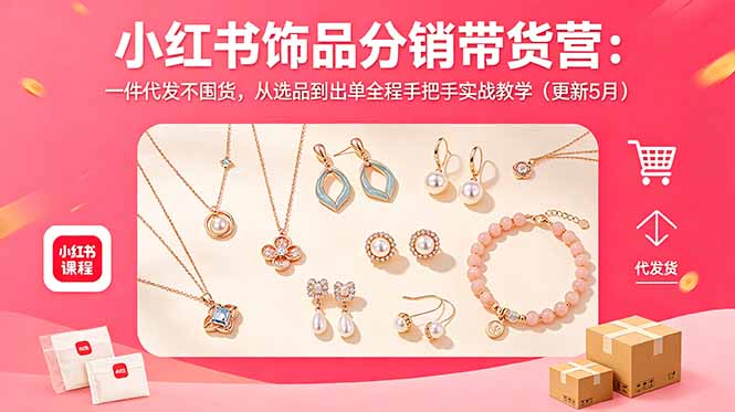 小红书饰品分销带货营：一件代发不囤货，从选品到出单全程手把手实战教学(更新5月-热点1站 - 热点知汇专注网赚项目资源知识聚汇