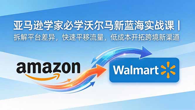 亚马逊卖家必学沃尔玛新蓝海实战课｜拆解平台差异，快速平移流量，低成本开拓跨境新渠道-热点1站 - 热点知汇专注网赚项目资源知识聚汇