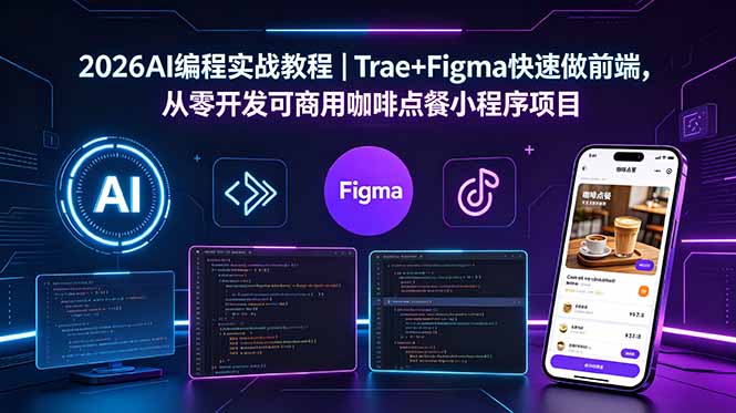 2026AI编程实战教程｜Trae+Figma快速做前端，从零开发可商用咖啡点餐小程序项目-热点1站 - 热点知汇专注网赚项目资源知识聚汇