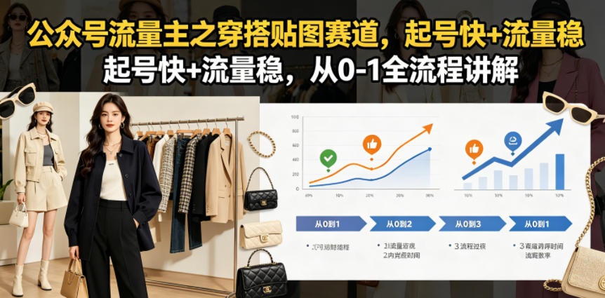 公众号流量主之穿搭贴图赛道，起号快+流量稳，从0-1全流程讲解-热点1站 - 热点知汇专注网赚项目资源知识聚汇