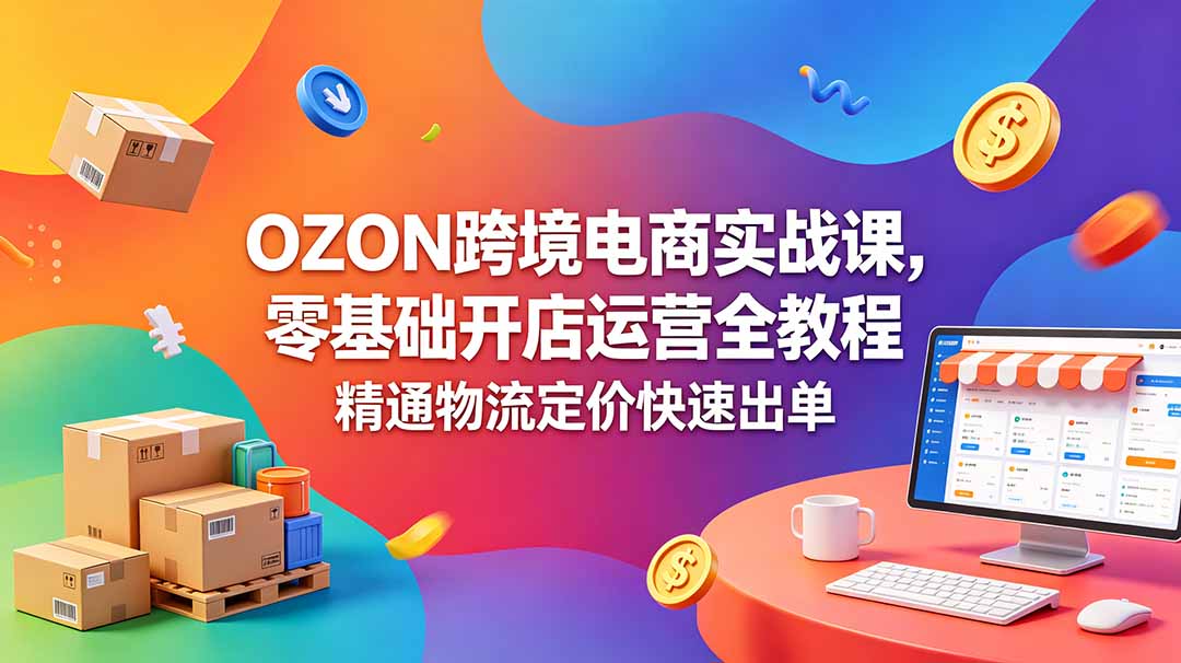 OZON 跨境电商实战课，零基础开店运营全教程，精通物流定价快速出单-热点1站 - 热点知汇专注网赚项目资源知识聚汇