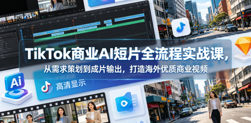 TikTok商业AI短片全流程实战课，从需求策划到成片输出，打造海外优质商业视频-热点1站 - 热点知汇专注网赚项目资源知识聚汇