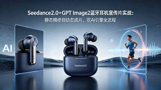Seedance2.0+GPT Image2蓝牙耳机宣传片实战：静态精修到动态成片，双AI引擎全流程-热点1站 - 热点知汇专注网赚项目资源知识聚汇