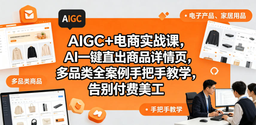 AIGC+电商实战课，AI一键直出商品详情页，多品类全案例手把手教学，告别付费美工(更新)-热点1站 - 热点知汇专注网赚项目资源知识聚汇