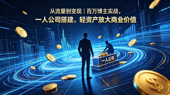 从流量到变现｜百万博主实战，一人公司搭建，轻资产放大商业价值-热点1站 - 热点知汇专注网赚项目资源知识聚汇