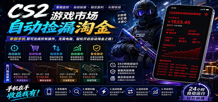 CSGO挂机捡漏项目通过利用游戏饰品交易机制，结合薄凉软件辅助捡漏，实现盈利-热点1站 - 热点知汇专注网赚项目资源知识聚汇