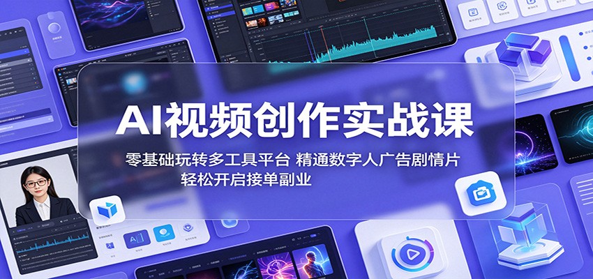 AI视频创作实战课：零基础玩转多工具平台，精通数字人广告、剧情片，轻松开启接单副业-热点1站 - 热点知汇专注网赚项目资源知识聚汇