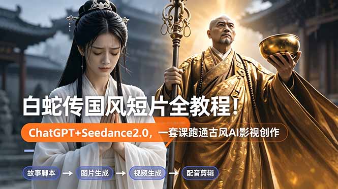 图片[1]-白蛇传-国风短片全教程！ChatGPT+Seedance2.0，一套课跑通古风AI影视创作-项目网