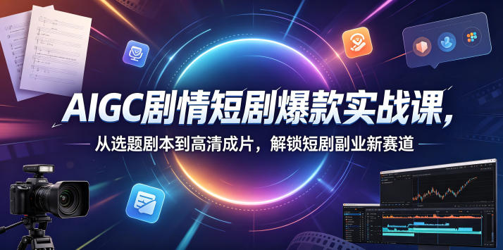 AIGC剧情短剧爆款实战课，从选题剧本到高清成片，解锁短剧副业新赛道-热点1站 - 热点知汇专注网赚项目资源知识聚汇