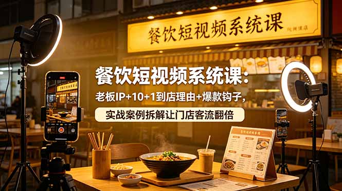 餐饮短视频系统课：老板IP+10+1到店理由+爆款钩子，实战案例拆解让门店客流翻倍-热点1站 - 热点知汇专注网赚项目资源知识聚汇