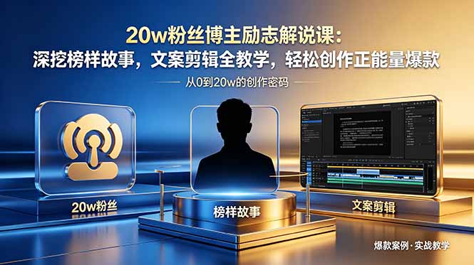 20w粉丝博主励志解说课：深挖榜样故事，文案剪辑全教学，轻松创作正能量爆款-热点1站 - 热点知汇专注网赚项目资源知识聚汇
