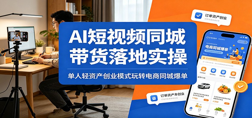 AI短视频同城带货落地实操：单人轻资产创业模式玩转电商同城爆单-热点1站 - 热点知汇专注网赚项目资源知识聚汇