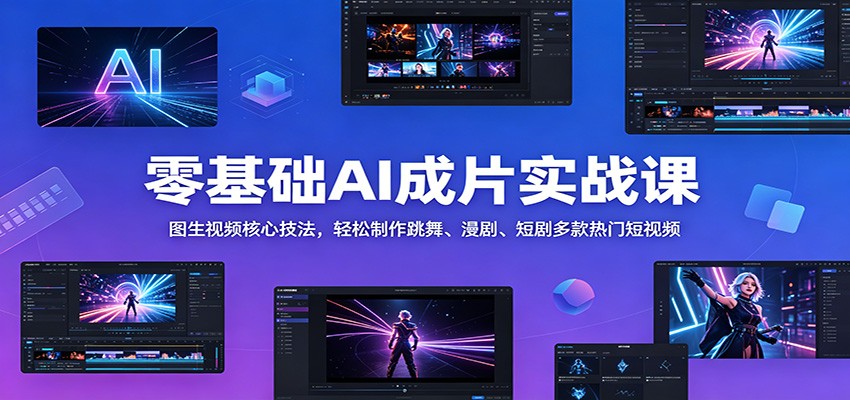 零基础AI成片实战课：图生视频核心技法，轻松制作跳舞、漫剧、短剧多款热门短视频-热点1站 - 热点知汇专注网赚项目资源知识聚汇