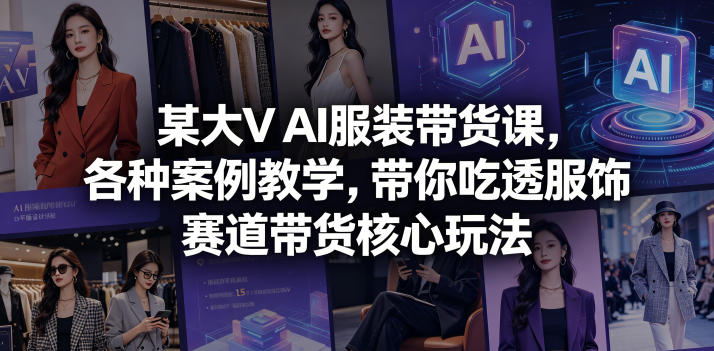 某大V AI服装带货课，各种案例教学，带你吃透服饰赛道带货核心玩法-热点1站 - 热点知汇专注网赚项目资源知识聚汇