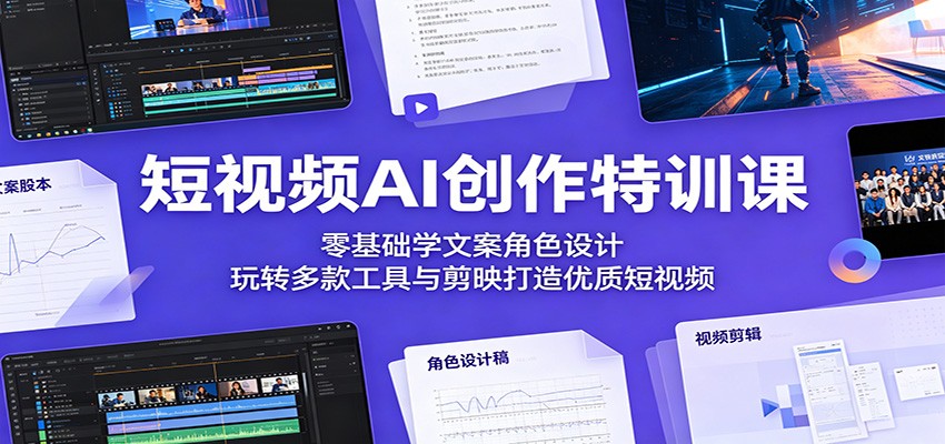 短视频AI创作特训课：零基础学文案角色设计，玩转多款工具与剪映打造优质短视频-热点1站 - 热点知汇专注网赚项目资源知识聚汇