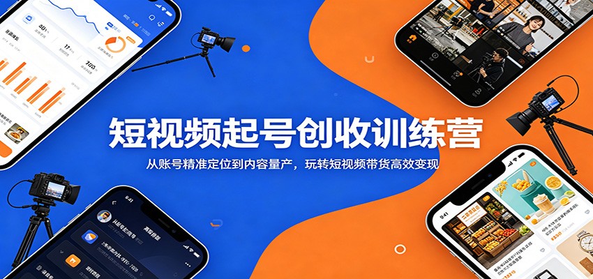 短视频起号创收训练营：从账号精准定位到内容量产，玩转短视频带货高效变现-热点1站 - 热点知汇专注网赚项目资源知识聚汇