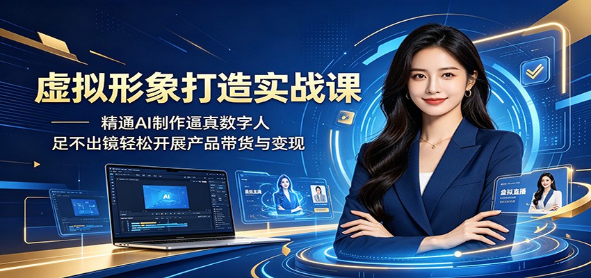 虚拟形象打造实战课：精通AI制作逼真数字人，足不出镜轻松开展产品带货与变现-热点1站 - 热点知汇专注网赚项目资源知识聚汇