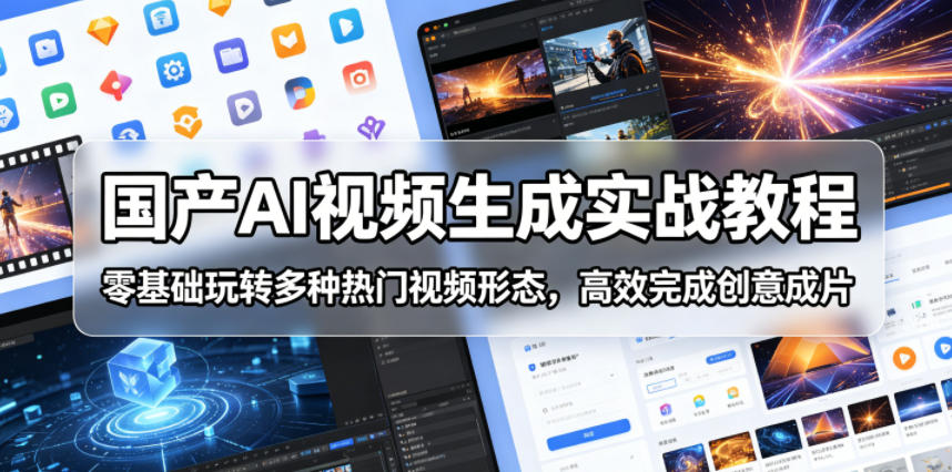 国产AI视频生成实战教程，零基础玩转多种热门视频形态，高效完成创意成片-热点1站 - 热点知汇专注网赚项目资源知识聚汇