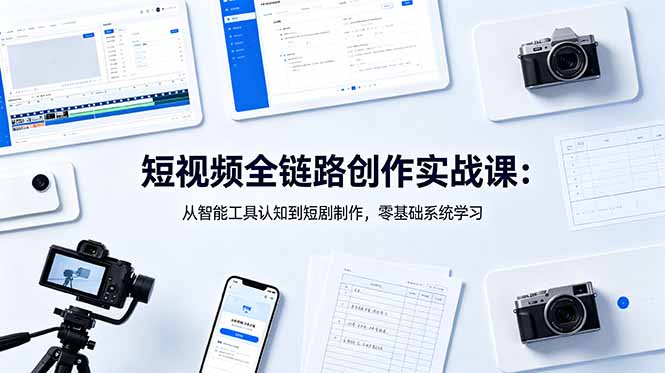 短视频全链路创作实战课：从智能工具认知到短剧制作，零基础系统学习-热点1站 - 热点知汇专注网赚项目资源知识聚汇