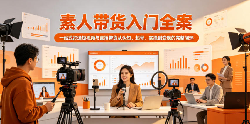 素人带货入门全案，一站式打通短视频与直播带货从认知、起号、实操到变现的完整闭环-热点1站 - 热点知汇专注网赚项目资源知识聚汇