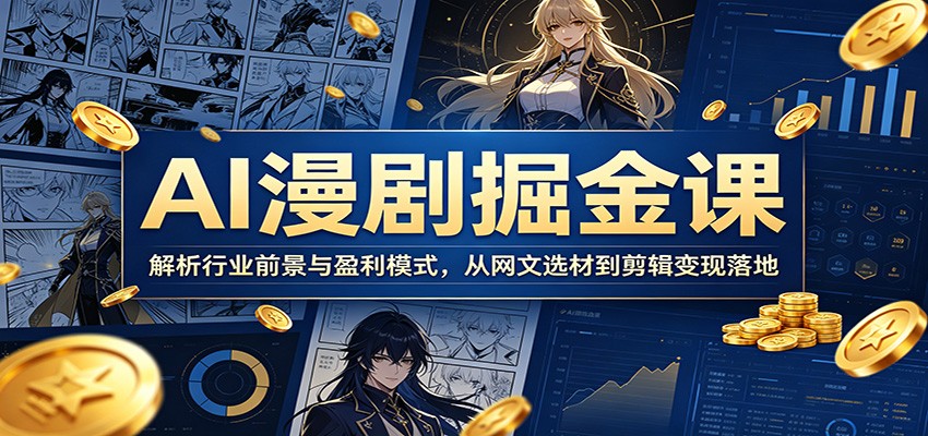 AI漫剧掘金课：解析行业前景与盈利模式，从网文选材到剪辑变现落地-热点1站 - 热点知汇专注网赚项目资源知识聚汇