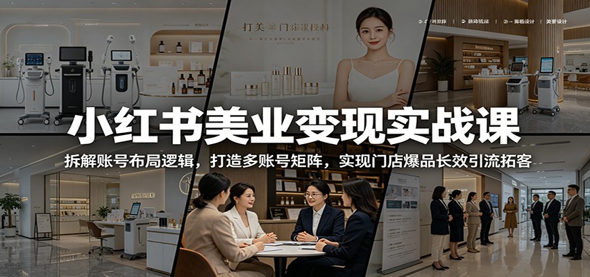 小红书美业变现实战课：拆解账号布局逻辑，打造多账号矩阵，实现门店爆品长效引流拓客-热点1站 - 热点知汇专注网赚项目资源知识聚汇
