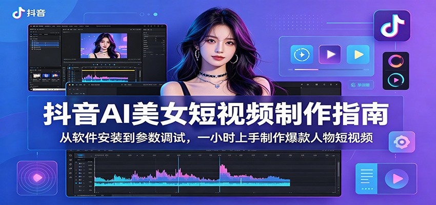 抖音AI美女短视频制作指南：从软件安装到参数调试，一小时上手制作爆款人物短视频-热点1站 - 热点知汇专注网赚项目资源知识聚汇