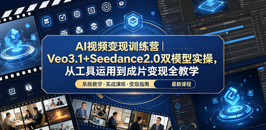 AI视频变现训练营｜Veo3.1+Seedance2.0双模型实操，从工具运用到成片变现全教学-热点1站 - 热点知汇专注网赚项目资源知识聚汇