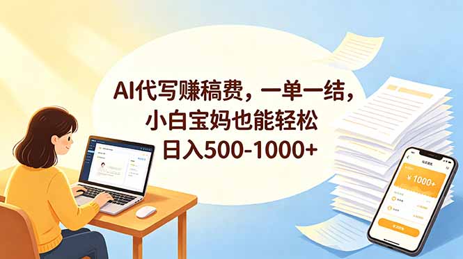 AI代写赚稿费，一单一结，小白宝妈也能轻松日入500-1000+-热点1站 - 热点知汇专注网赚项目资源知识聚汇