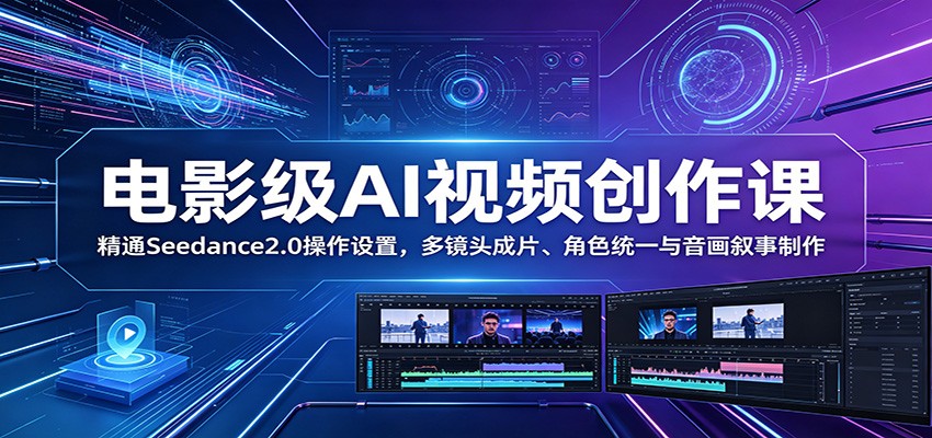 电影级AI视频创作课：精通Seedance2.0操作设置，多镜头成片、角色统一与音画叙事制作-热点1站 - 热点知汇专注网赚项目资源知识聚汇