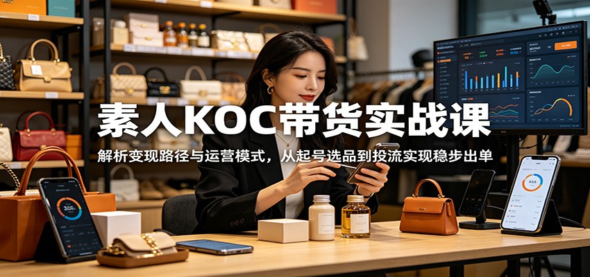 素人KOC带货实战课:解析变现路径与运营模式,从起号选品到投流实现稳步出单-热点1站 - 热点知汇专注网赚项目资源知识聚汇