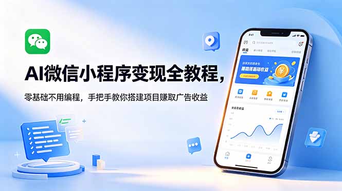AI微信小程序变现全教程，零基础不用编程，手把手教你搭建项目赚取广告收益-热点1站 - 热点知汇专注网赚项目资源知识聚汇