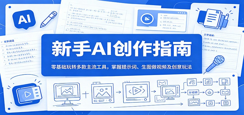 新手AI创作指南:零基础玩转多款主流工具,掌握提示词、生图做视频及创意玩法-热点1站 - 热点知汇专注网赚项目资源知识聚汇