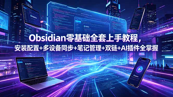 Obsidian零基础全套上手教程，安装配置+多设备同步+笔记管理+双链+AI插件全掌握-热点1站 - 热点知汇专注网赚项目资源知识聚汇