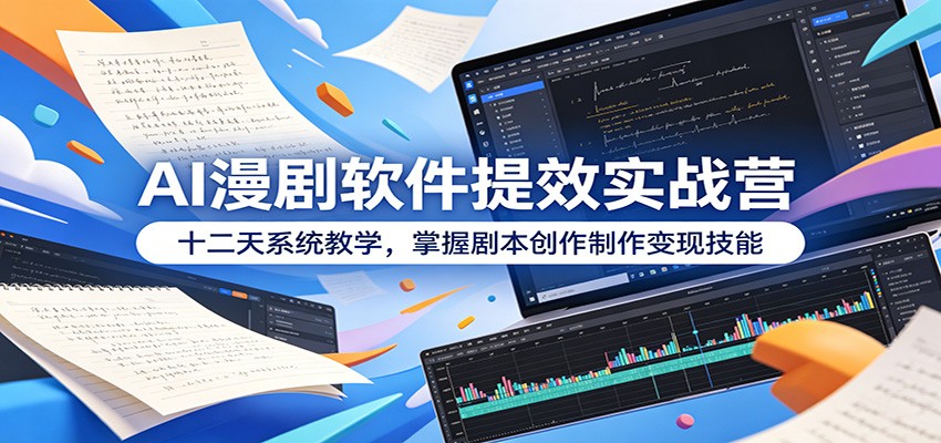 AI漫剧软件提效实战营：十二天系统教学，掌握剧本创作制作变现技能-热点1站 - 热点知汇专注网赚项目资源知识聚汇