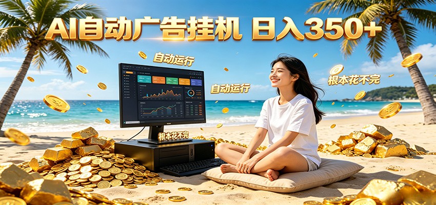 AI自动广告挂机 日入350+ 真正做到躺赚式变现，根本花不完！-热点1站 - 热点知汇专注网赚项目资源知识聚汇
