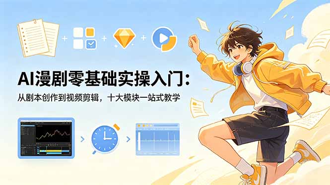 AI漫剧零基础实操入门:从剧本创作到视频剪辑,十大模块一站式教学-热点1站 - 热点知汇专注网赚项目资源知识聚汇