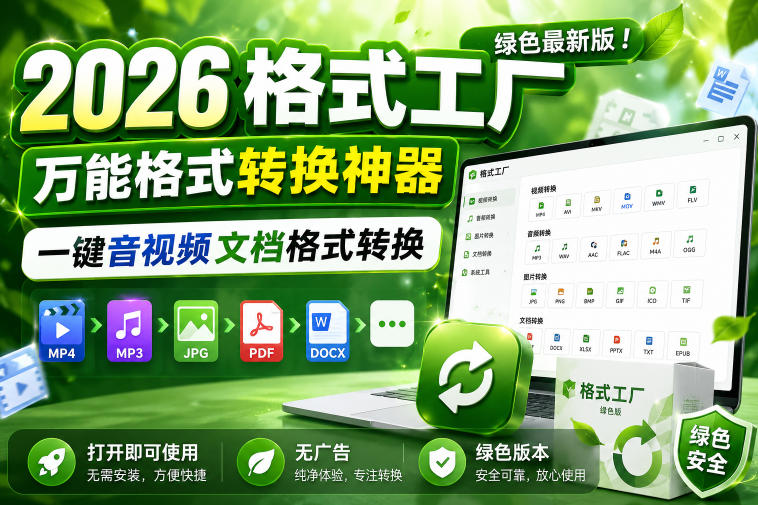 2026格式工厂绿色最新版！万能格式转换神器，一键音视频文档格式转换，打开即可使用，无广告绿色版本-热点1站 - 热点知汇专注网赚项目资源知识聚汇