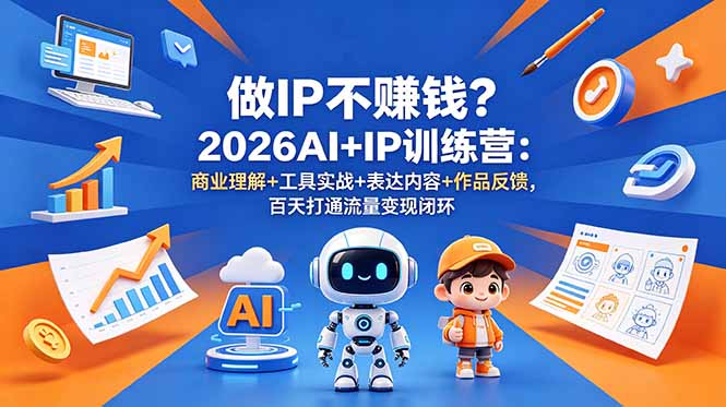 做IP不赚钱？2026AI+IP训练营：商业理解+工具实战+表达内容+作品反馈，百天打通流量变现闭环-热点1站 - 热点知汇专注网赚项目资源知识聚汇
