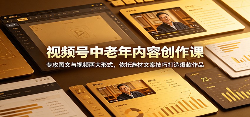 视频号中老年内容创作课：专攻图文与视频两大形式，依托选材文案技巧打造爆款作品-热点1站 - 热点知汇专注网赚项目资源知识聚汇
