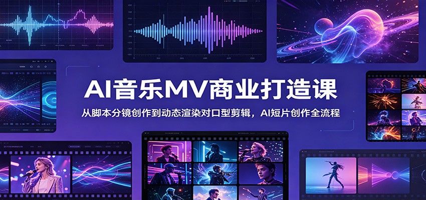AI音乐MV商业打造课：从脚本分镜创作到动态渲染对口型剪辑，AI短片创作全流程-热点1站 - 热点知汇专注网赚项目资源知识聚汇
