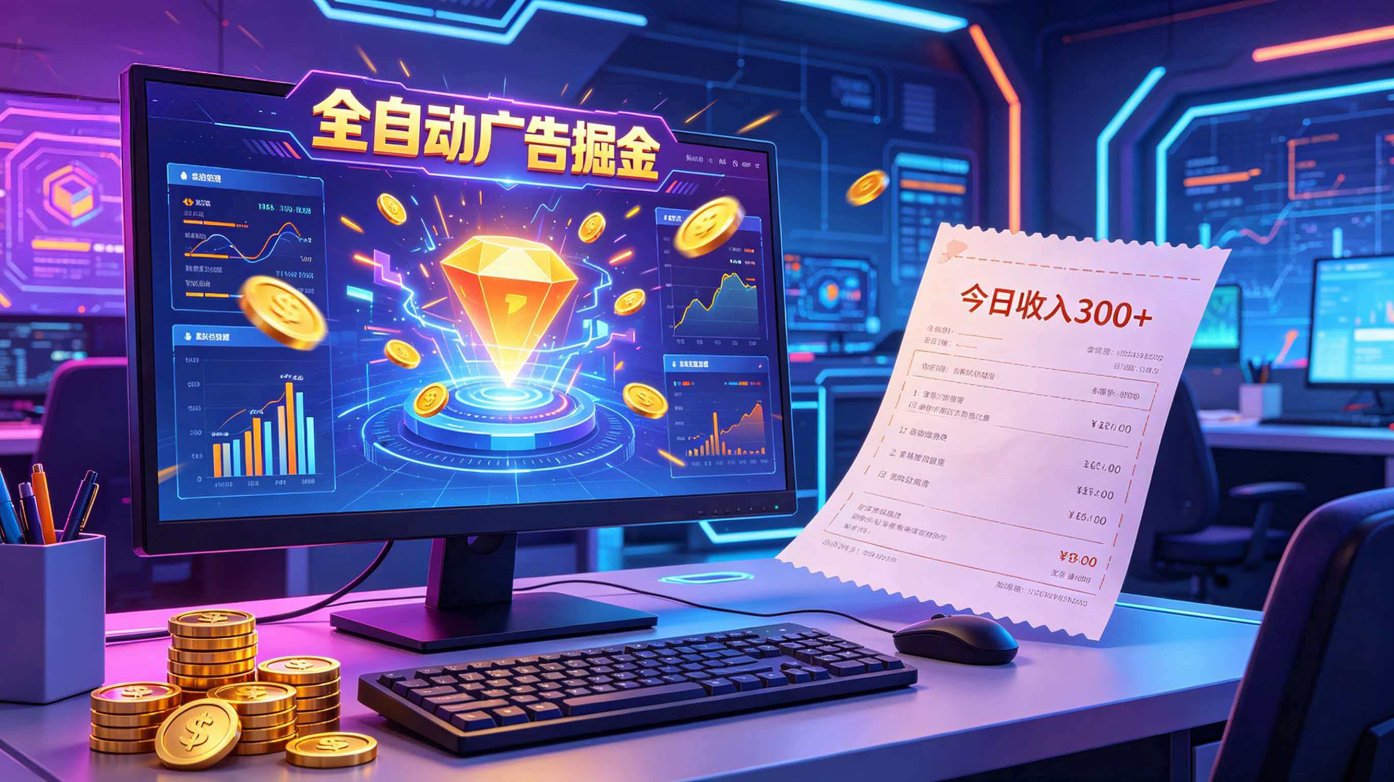 全自动广告掘金，日入300+。全程Ai自动化运行，解放双手，时间自由。收益稳定-热点1站 - 热点知汇专注网赚项目资源知识聚汇